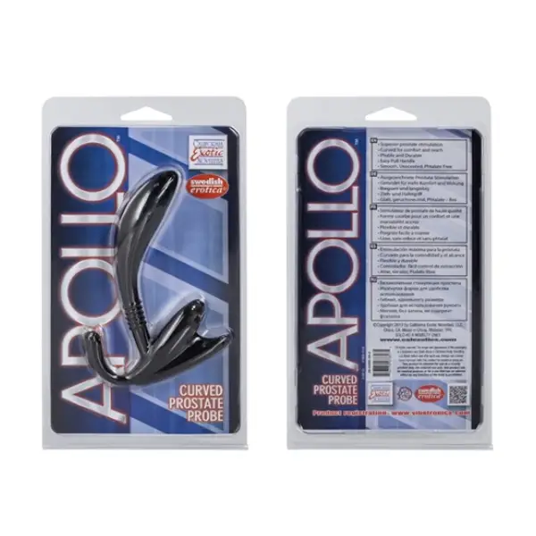 Apollo Curved Prostate Probe - Black prostate massager toy - alternate angle