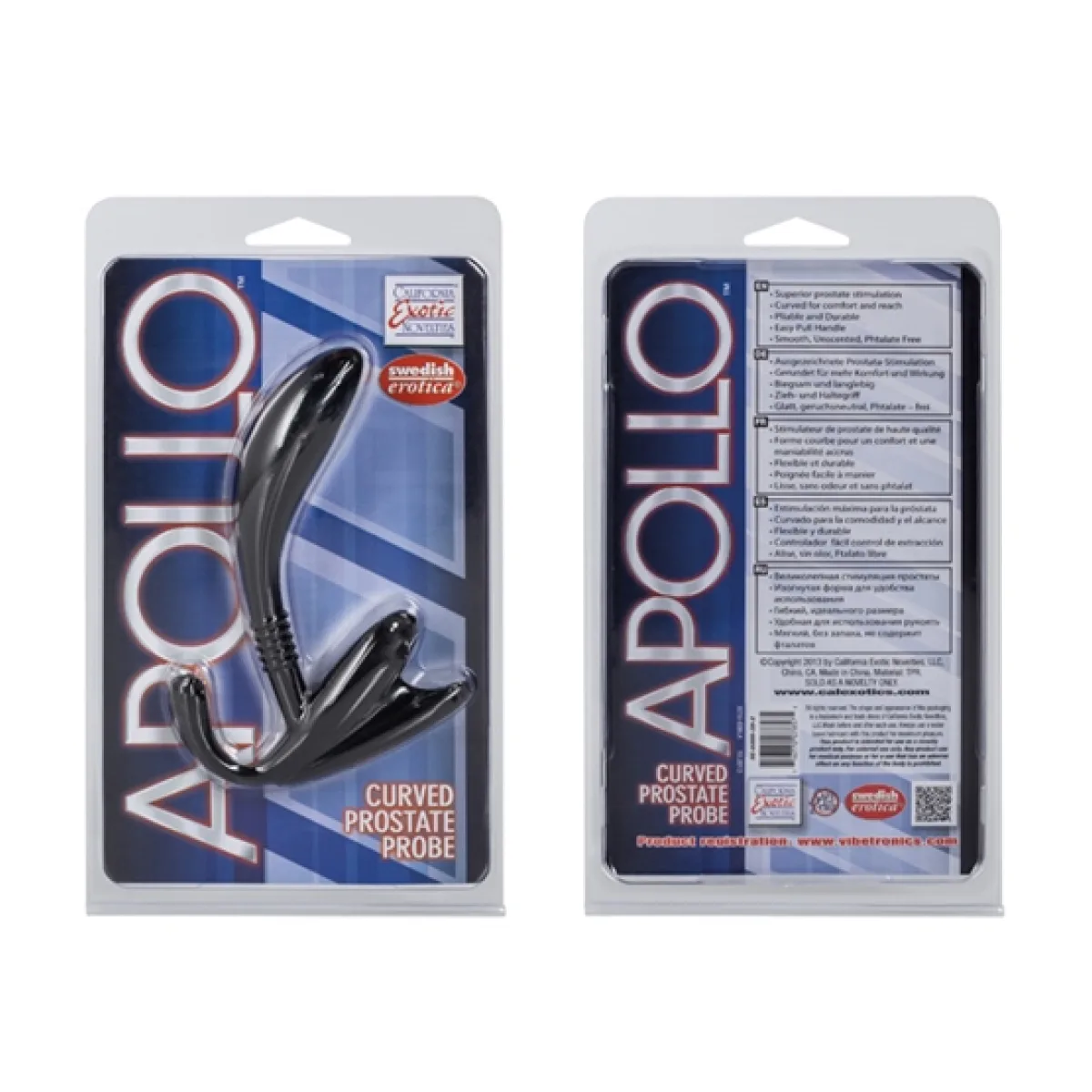 Apollo Curved Prostate Probe - Black prostate massager toy - alternate angle