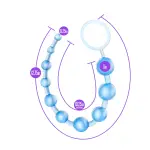 B Yours - Basic Beads - Blue cock ring with anal beads - main image