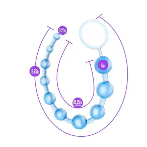 B Yours - Basic Beads - Blue cock ring with anal beads - main image