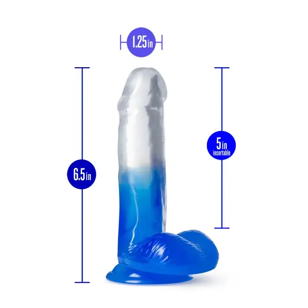 B Yours - Stella Blue - 6 Inch Dildo - Blue 1 B Yours - Stella Blue - 6 Inch Dildo - Blue - harness compatible dildo - product image 2