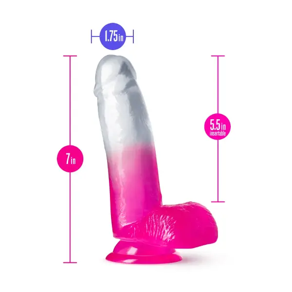 B Yours - Sugar Magnolia - 7 Inch Dildo - Fuchsia - strap on dildo harness - product image 2