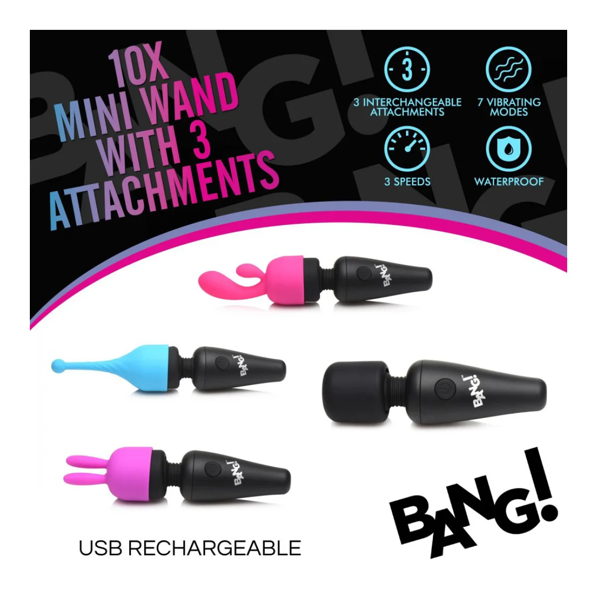 Bang - 10x Mini Wand With 3 Attachments - view 1