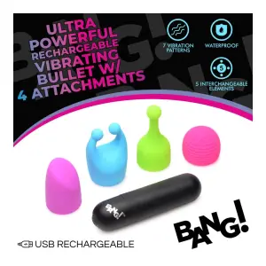 Bang - Rechargeable Bullet With 4 Attachments - vibrators - product image 5