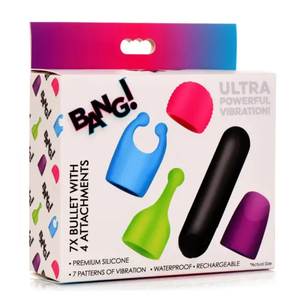 Bang - Rechargeable Bullet With 4 Attachments - vibrators - product image 6