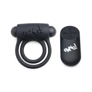 Bang - Silicone Cock Ring and Bullet With Remote Control - Black vibrating cock ring remote - main image