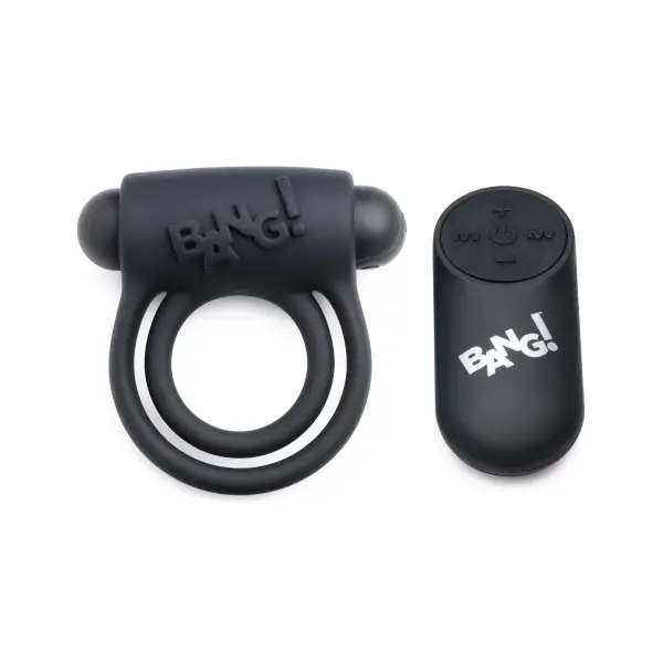 Bang - Silicone Cock Ring and Bullet With Remote Control - Black vibrating cock ring remote - main image