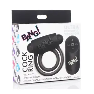 Bang - Silicone Cock Ring and Bullet With Remote Control - Black vibrating cock ring remote - alternate angle