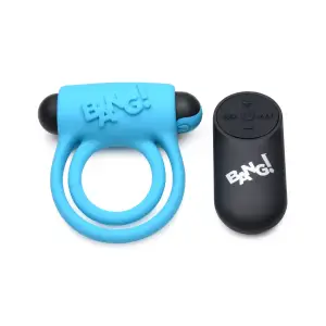 Bang - Silicone Cockring and Bullet With Remote Control - Blue - view 1