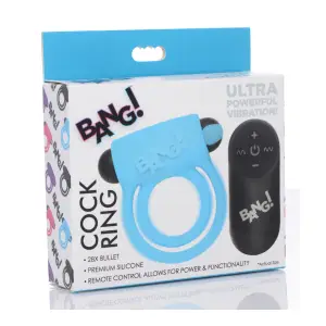 Bang - Silicone Cockring and Bullet With Remote Control - Blue - view 2