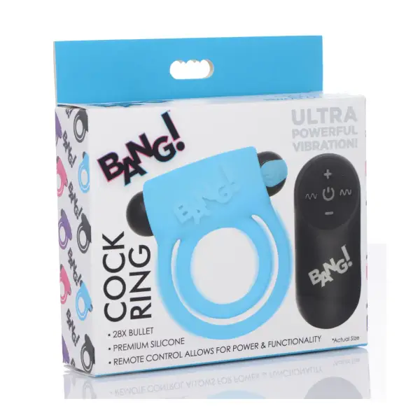 Bang - Silicone Cockring and Bullet With Remote Control - Blue - view 2