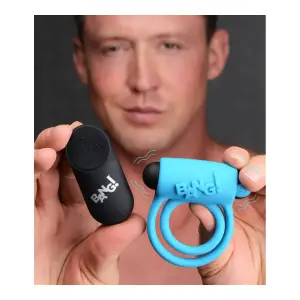 Bang - Silicone Cockring and Bullet With Remote Control - Blue - view 3