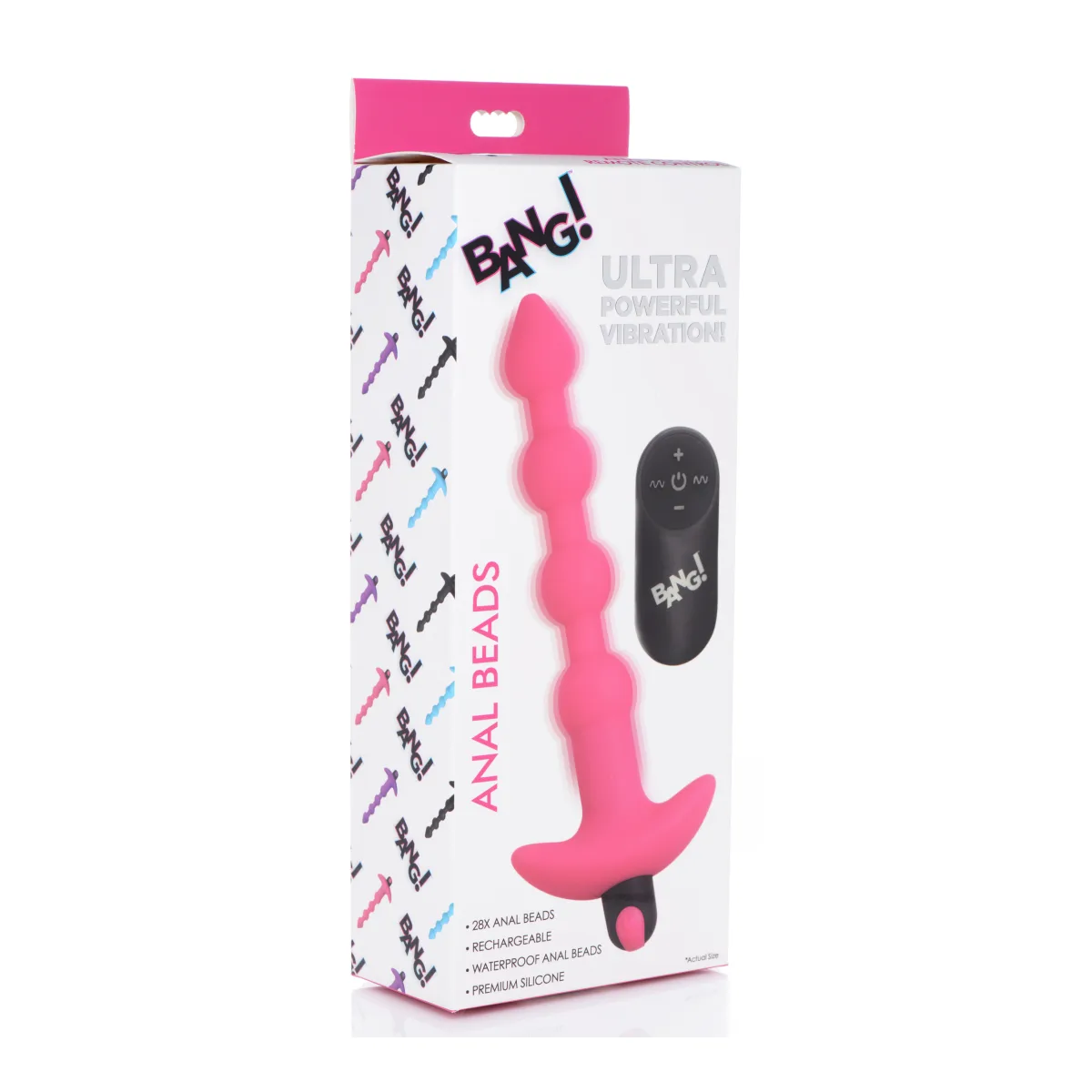 Bang - Vibrating Silicone Anal Beads and Remote Control - Pink remote anal vibrator - alternate angle