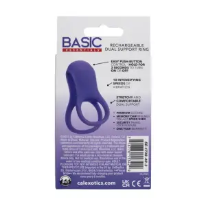 Basic Essential Rechargeable Dual Support Ring - Purple - double vibrating cock ring - main product image