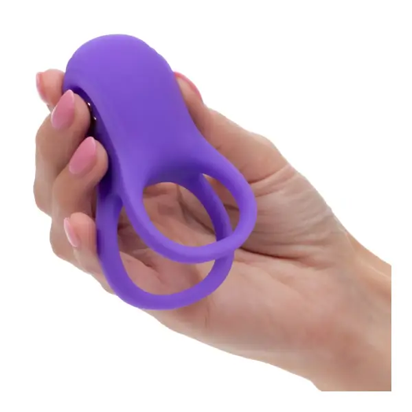 Basic Essential Rechargeable Dual Support Ring - Purple - double vibrating cock ring - product image 4