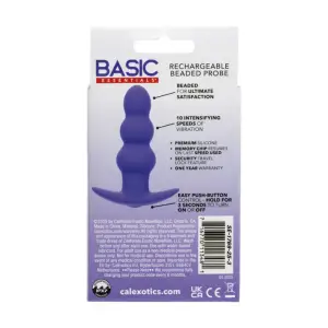 Basic Essentials Rechargeable Beaded Probe - Purple vibrating anal toy - main image