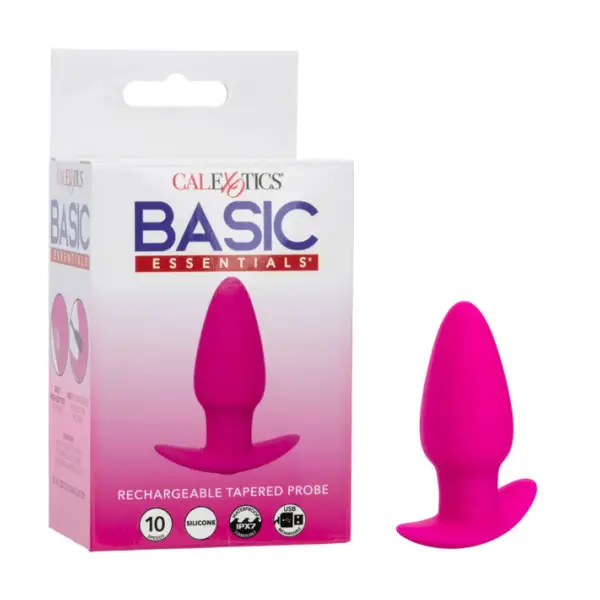 Basic Essentials Rechargeable Tapered Probe - Pink anal vibrators for men - alternate angle