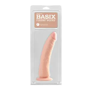 Basix Rubber Works - Slim 7 in With Suction Cup - Flesh strap on dildo small - alternate product angle