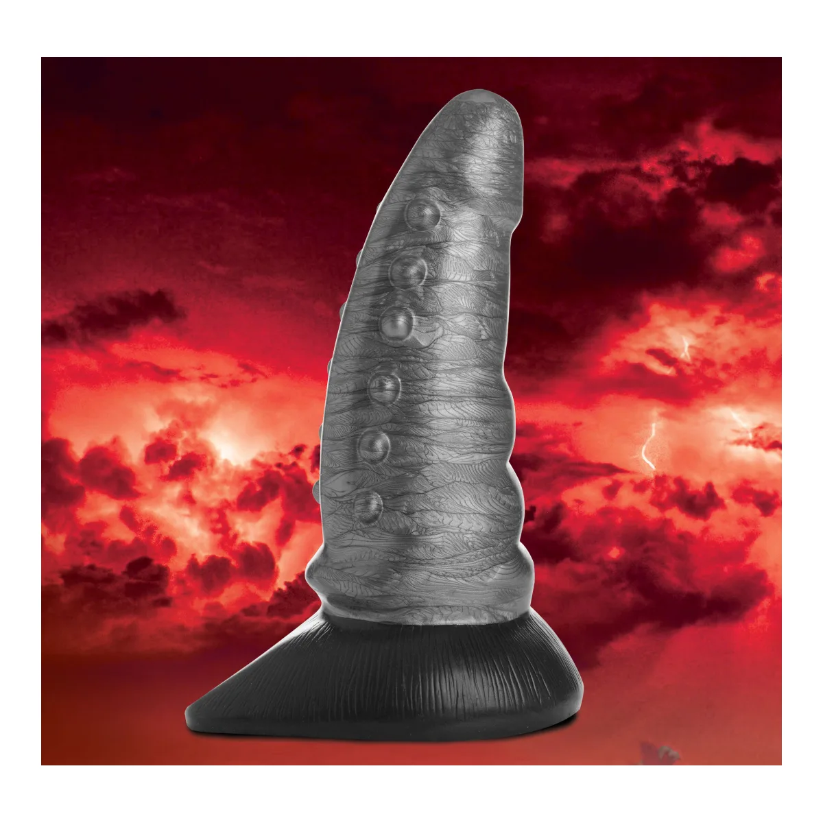 Beastly Tapered Bumpy Silicone Dildo - Silver - view 1
