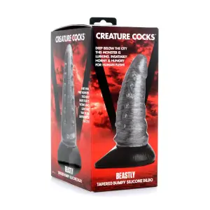 Beastly Tapered Bumpy Silicone Dildo - Silver - view 9