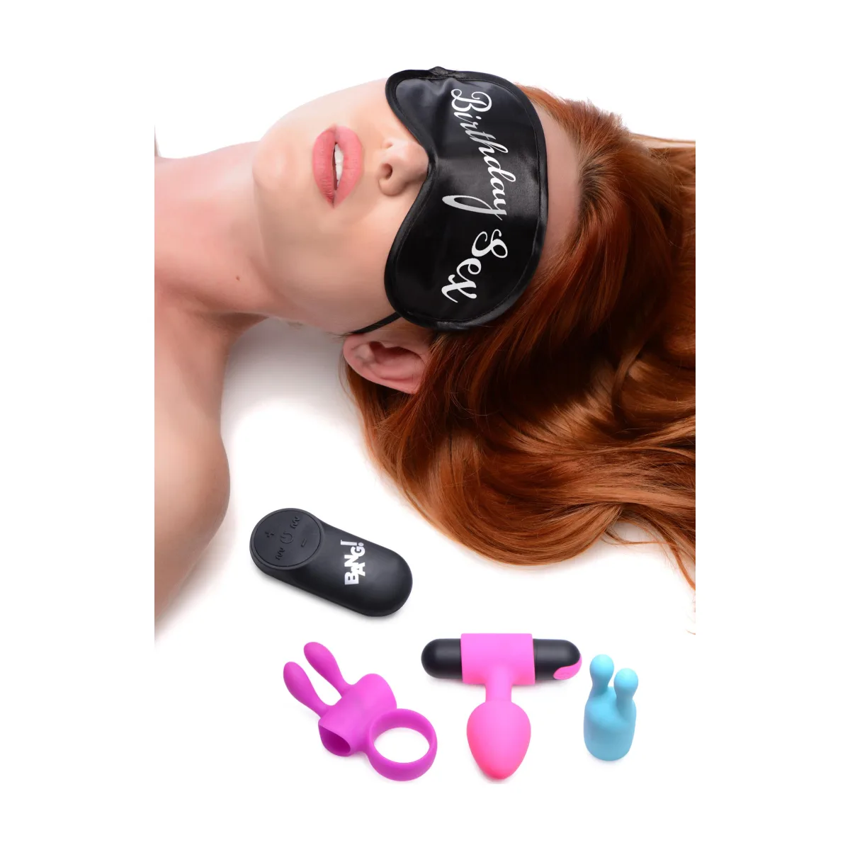 Birthday Sex Kit - C-Ring, Plug, C-Stim, Bullet and Blindfold - sex toy kit for couples - product image 2