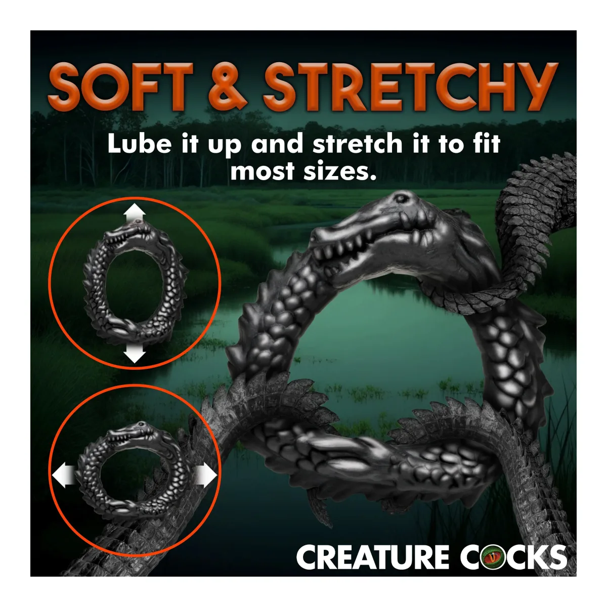 Black Caiman Silicone Cock Ring - Black cock ring set - main image