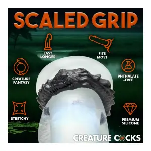 Black Caiman Silicone Cock Ring - Black cock ring set - product detail