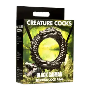 Black Caiman Silicone Cock Ring - Black cock ring set - additional view