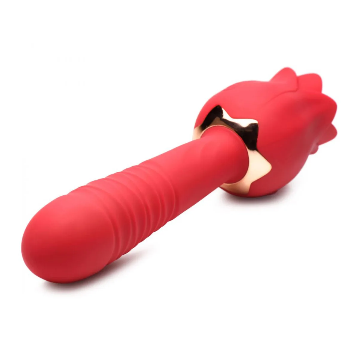Bloomgasm Racy Rose Thrust and Lick Vibrator - Red - vibrators - main product image