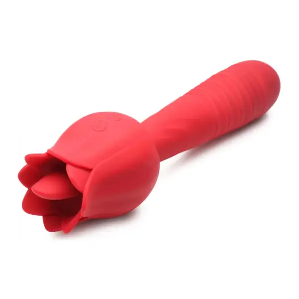 Bloomgasm Racy Rose Thrust and Lick Vibrator - Red - vibrators - product image 3