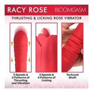 Bloomgasm Racy Rose Thrust and Lick Vibrator - Red - vibrators - product image 6