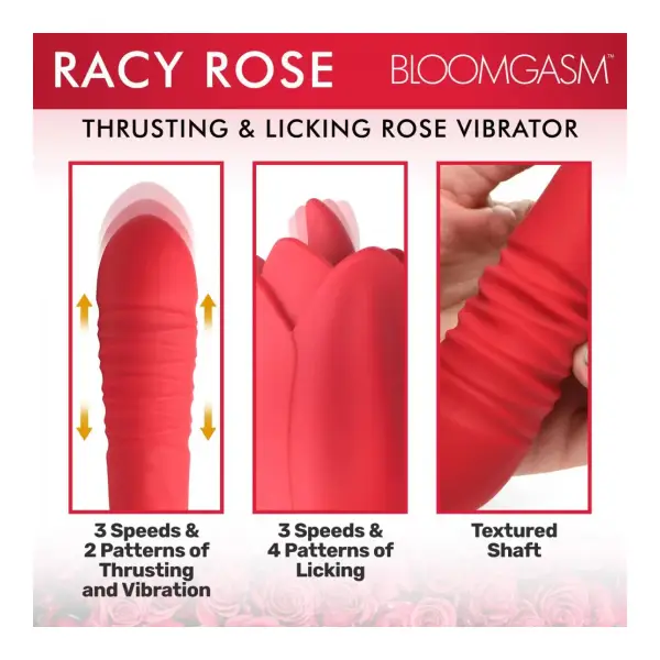 Bloomgasm Racy Rose Thrust and Lick Vibrator - Red - vibrators - product image 6