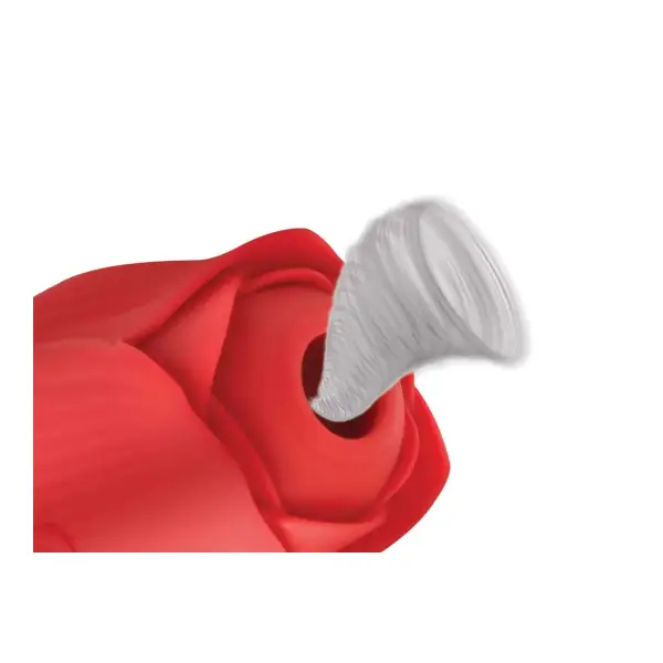 Bloomgasm Romping Rose Suction and Thrusting Vibrator - Red – small thrusting vibrator – view 4