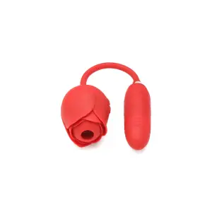 Bloomgasm Romping Rose Suction and Thrusting Vibrator - Red – small thrusting vibrator – view 6