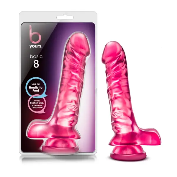 B Yours - Basic 8 - Pink - harness compatible dildo - product image 3