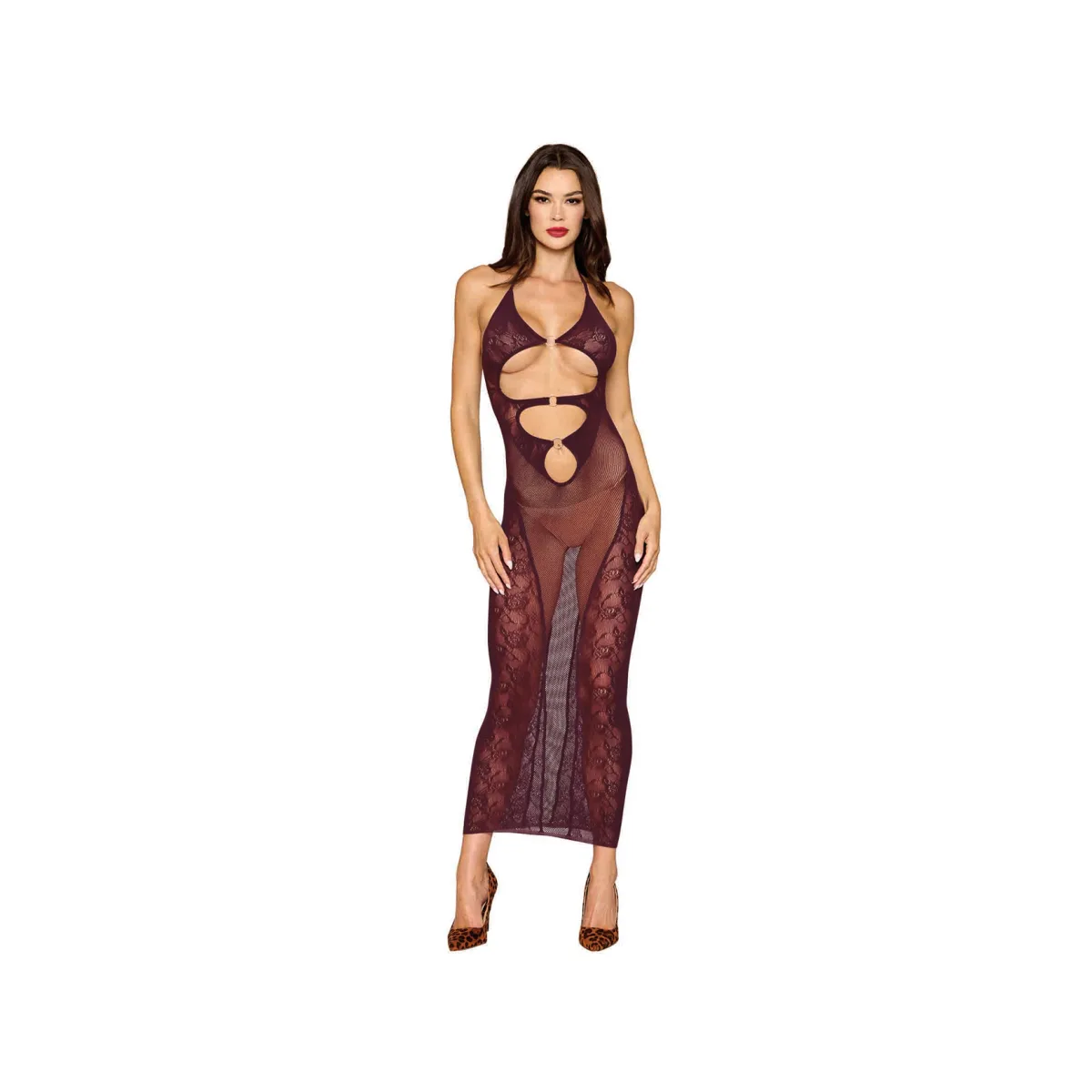 Bodystocking Gown and Shrug Dmnd - One Size - Cherry Lacquer bodystocking - main product image