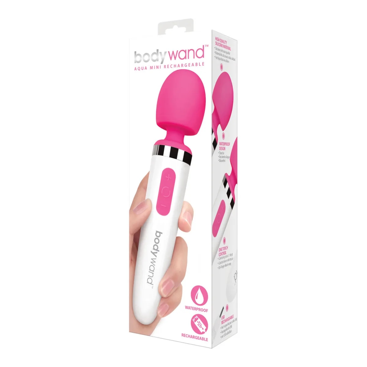 Bodywand Aqua Mini Silicone Rechargeable Massager - Pink - view 1