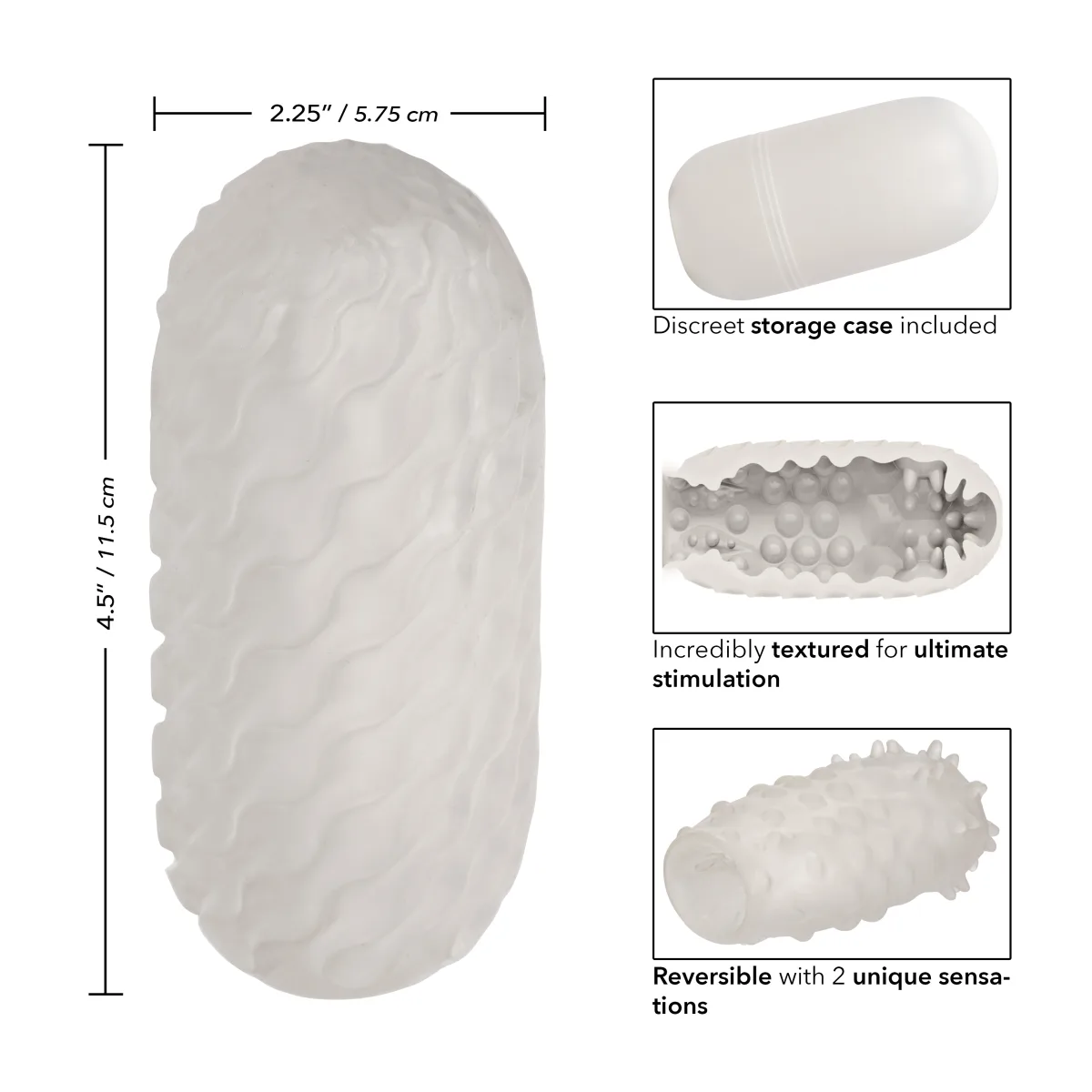 Boundless Reversible Nubby Stroker - Clear best male masturbator sleeve - alternate angle