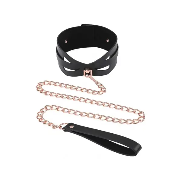 Brat Collar and Leash - Black / Rose Gold 4 Brat Collar and Leash - Black / Rose Gold collar and leash set - alternate product angle