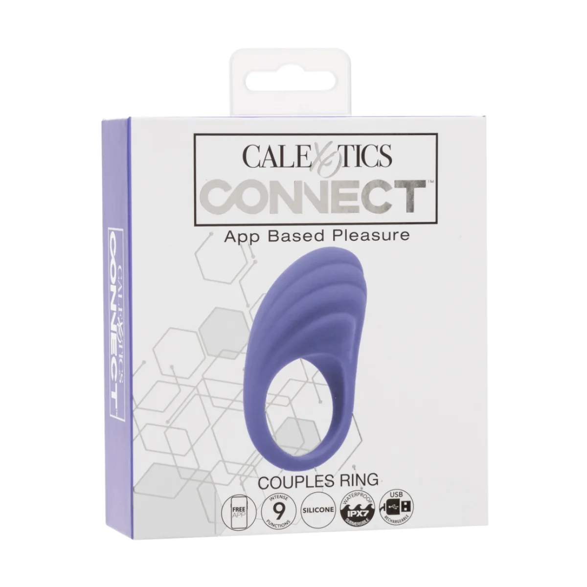 Calexotics Connect Couples Ring - Periwinkle remote vibrating cock ring - alternate angle
