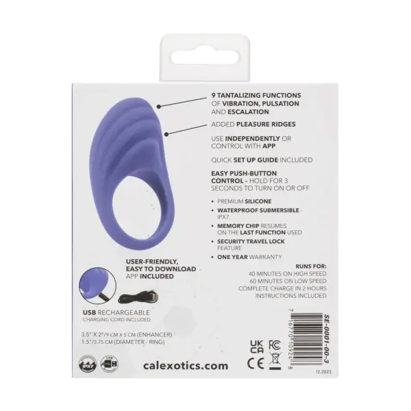 Calexotics Connect Couples Ring - Periwinkle remote vibrating cock ring - product detail