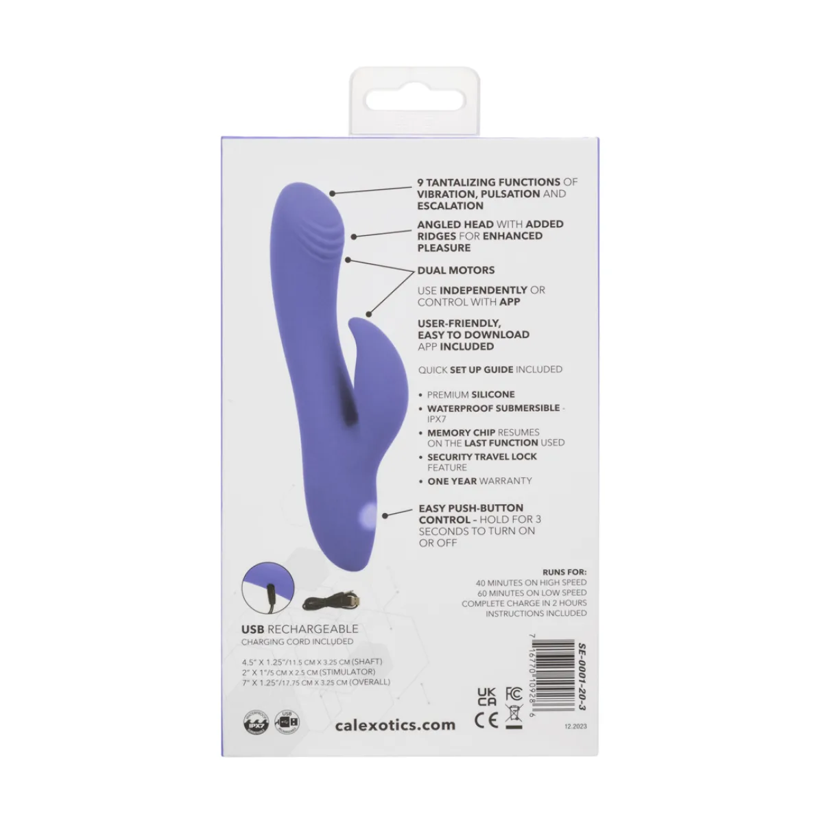 Calexotics Connect Dual Stimulator - Periwinkle app controlled vibrator - product image 2
