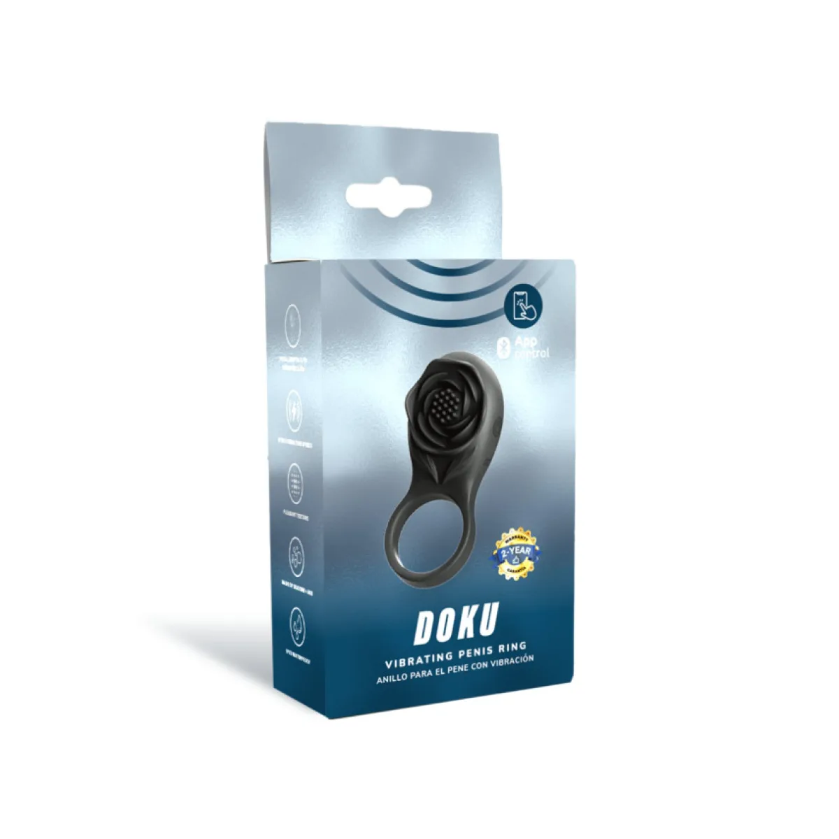 Camtoyz Vibrating Ring Doku - Black - app controlled vibrating cock ring - product image 2