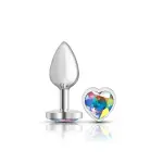 Cheeky Charms Clear Iridescent Heart Metal Plug clear iridescent heart metal butt plug - main image