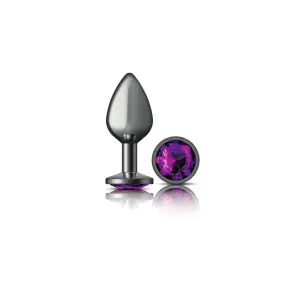 Cheeky Charms Purple Round Gem Metal Plug purple round gem metal butt plug - main image