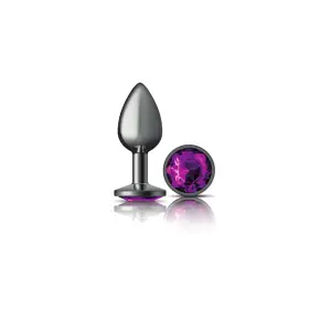 Cheeky Charms Purple Round Gem Metal Plug purple round gem metal butt plug - main image