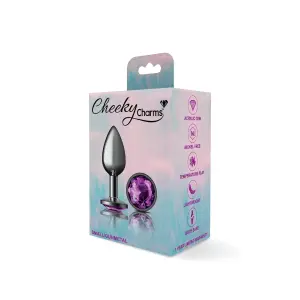 Cheeky Charms Purple Round Gem Metal Plug purple round gem metal butt plug - packaging view