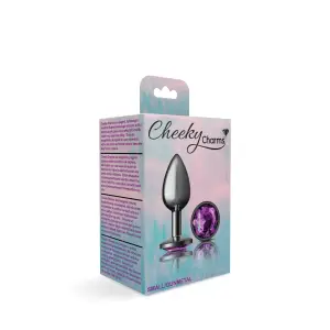 Cheeky Charms Purple Round Gem Metal Plug purple round gem metal butt plug - additional view
