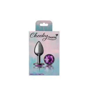 Cheeky Charms Purple Round Gem Metal Plug purple round gem metal butt plug - additional view