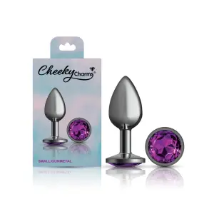 Cheeky Charms Purple Round Gem Metal Plug purple round gem metal butt plug - additional view